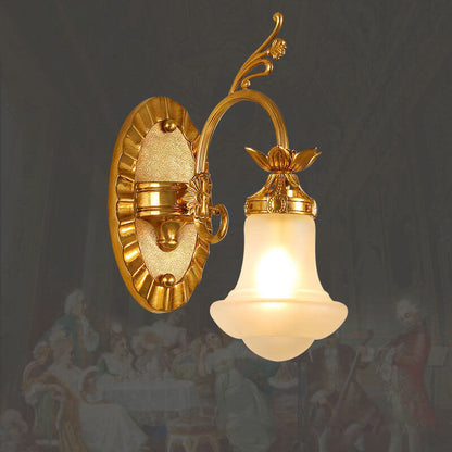 French Flower All Copper Glass 1-Light Wall Sconce Lamp