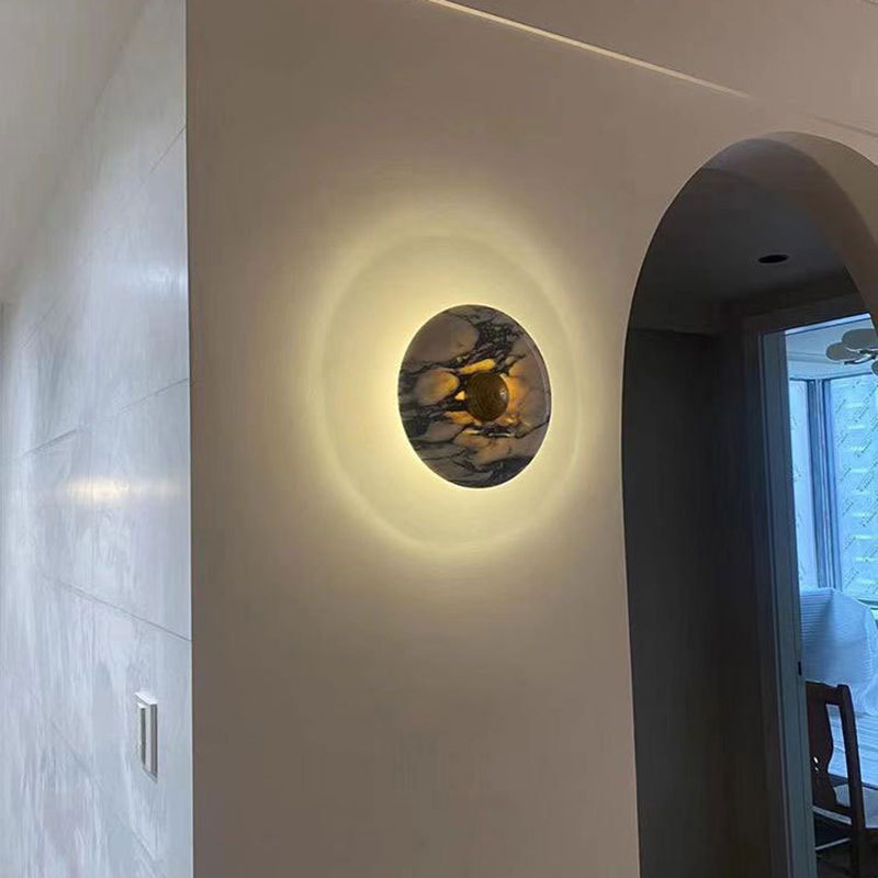 Scandinavian Round Metal Marble LED Wall Sconce Lamp