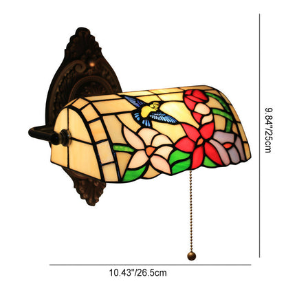 Tiffany Alloy Iron Stained Glass 1-Light Wall Sconce Lamp