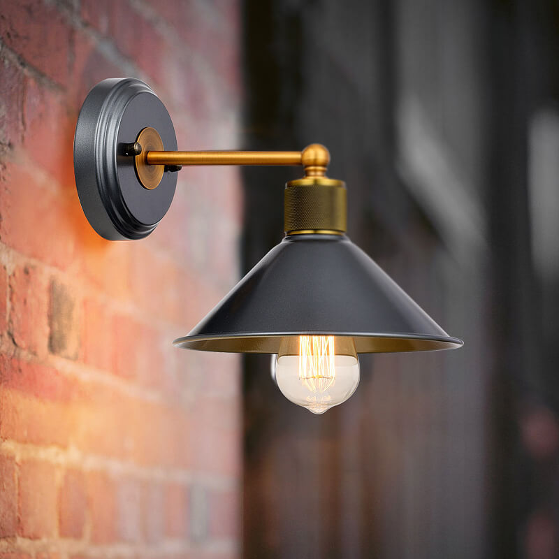 Aluminum Wrought Iron Lampshade 1-Light Wall Sconce Lamp