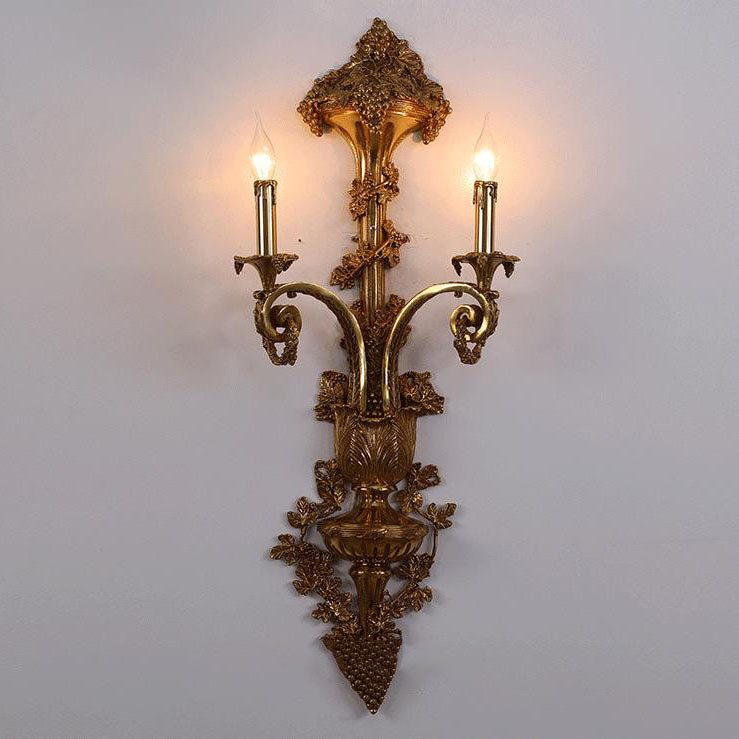 European Copper Candle Holder 2-Light Wall Sconce Lamp