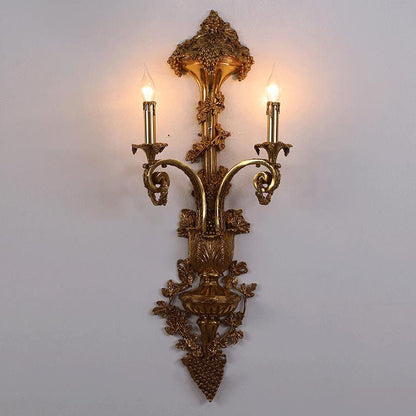 European Copper Candle Holder 2-Light Wall Sconce Lamp