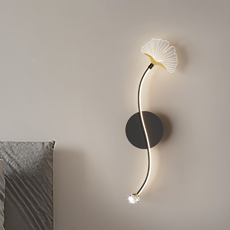 Iron Aluminum Acrylic Line Ginkgo Leaf LED Wall Sconce Lamp
