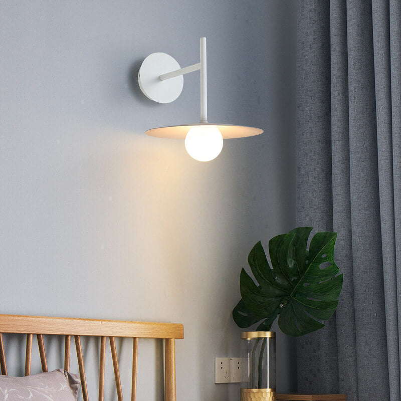 Solid Color Round Hardware Glass 1-Light Wall Sconce Lamp