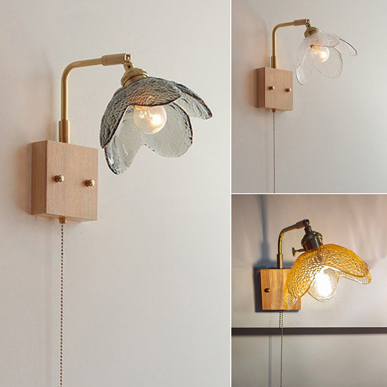 Japanese Hemispheric Pull Cord 1-Light Wall Sconce Lamp