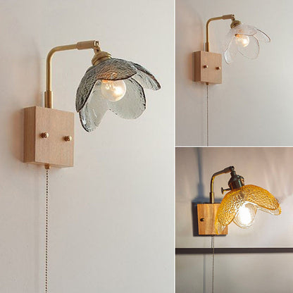 Japanese Hemispheric Pull Cord 1-Light Wall Sconce Lamp