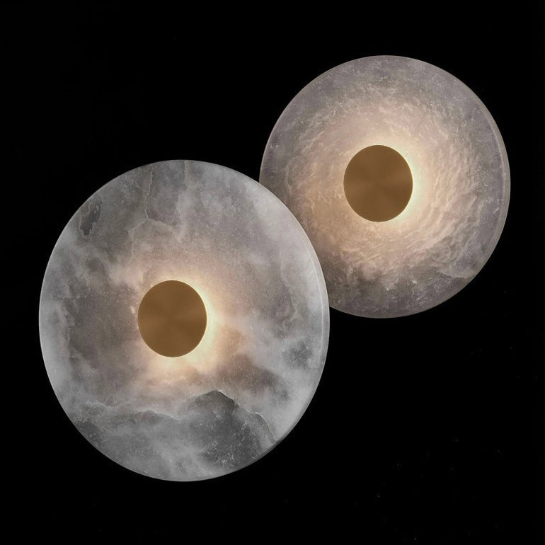 Modern Minimalist Round Iron Marble LED Wall Sconce Lamp