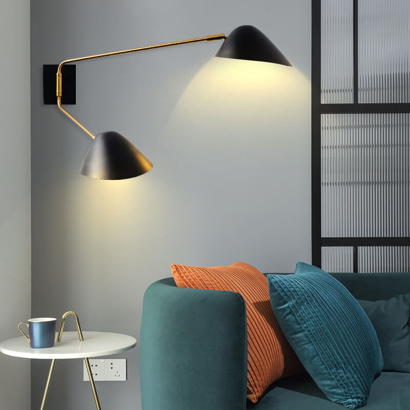 Light Iron Long Arm 1/2-Light Wall Sconce Lamp