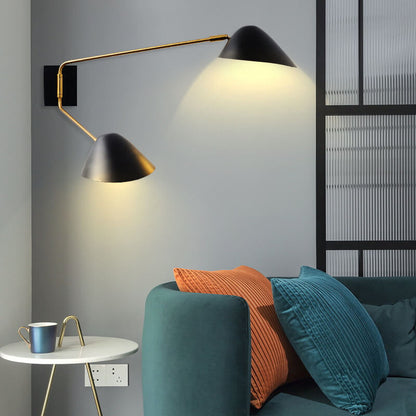 Light Iron Long Arm 1/2-Light Wall Sconce Lamp