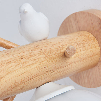 Minimalist Pumpkin Bird Wood PE 1-Light Wall Sconce Lamp