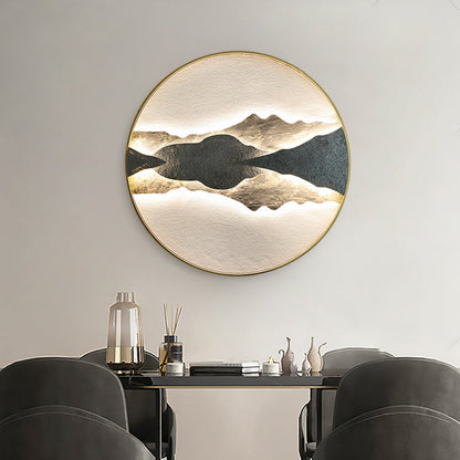 Chinese Round Disc Aluminum Plate Rock LED Wall Sconce Lamp