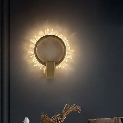 Stainless Crystal Sunflower Design LED Wall Sconce Lamp