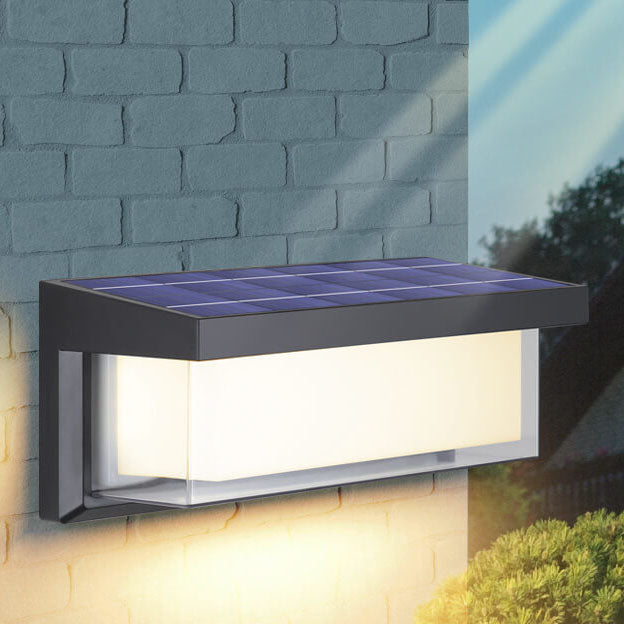 Minimalist Solar Rectangle PC LED Outdoor Wall Sconce Lamp