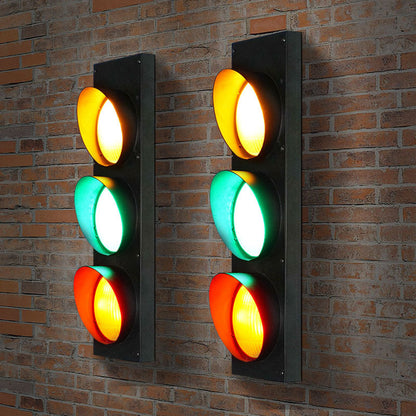Rectangle Traffic Signal Iron Glass LED Wall Sconce Lamp
