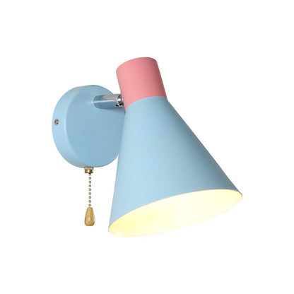 Iron Blue Cone Shade 1-Light Reading Wall Sconce Lamp