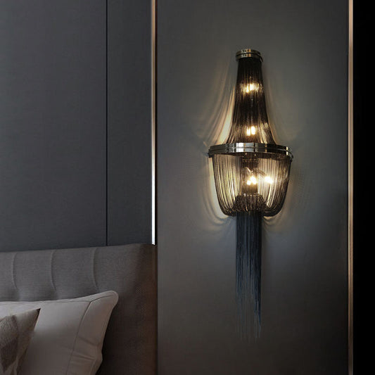 Aluminum Iron Tassel Sprocket 4-Light Wall Sconce Lamp