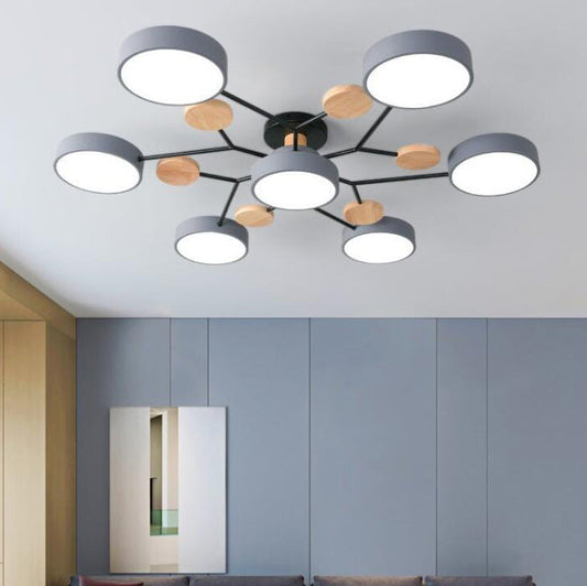 Scandinavian Round Molecule Branch Semi-Flush Light