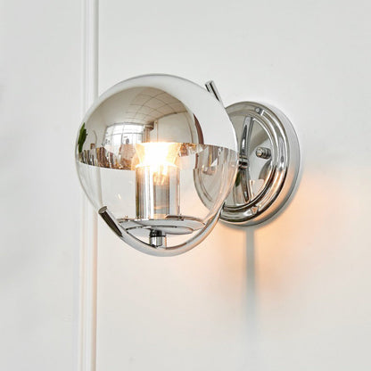 Simplicity Spherical Glass Shade 1-Light Wall Sconce Lamp