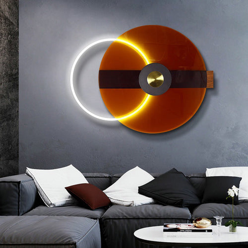 Creative Iron Acrylic Round Disc LED Wall Sconce Lamp