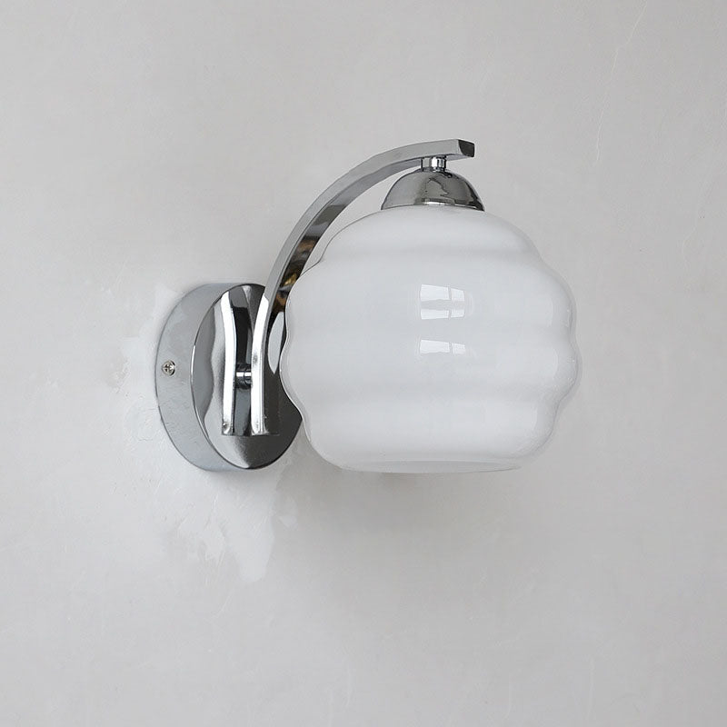 Simplicity Iron Glass Round Ball 1-Light Wall Sconce Lamp