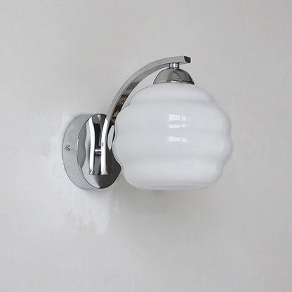 Simplicity Iron Glass Round Ball 1-Light Wall Sconce Lamp