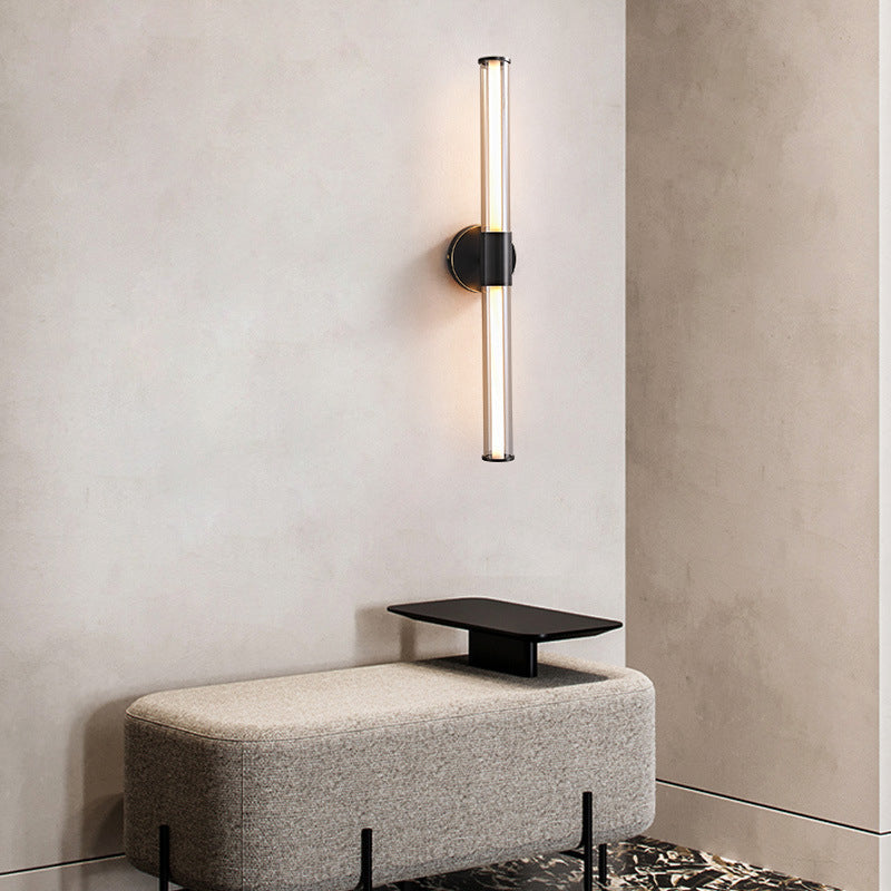 Minimalist Cylindrical Copper Glass LED Wall Sconce Lamp