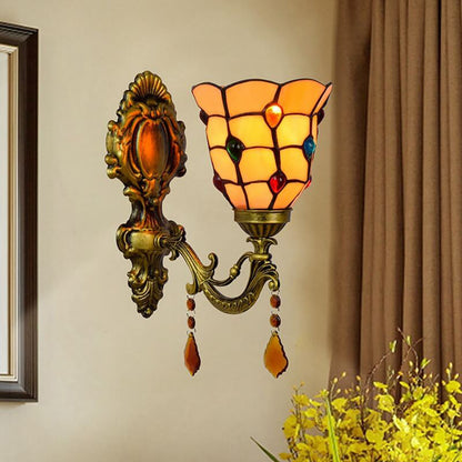 Tiffany Crystal Glass Pendant 1-Light Wall Sconce Lamp