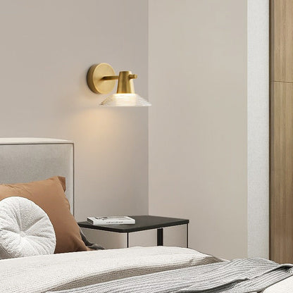 Nordic Full Copper Acrylic Conical LED Wall Sconce Lamp