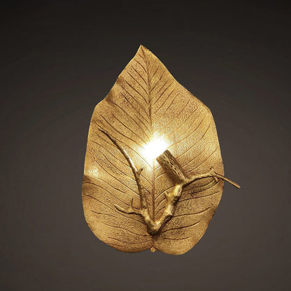 Retro Leaf Full Copper 1-Light Wall Sconce Lamp