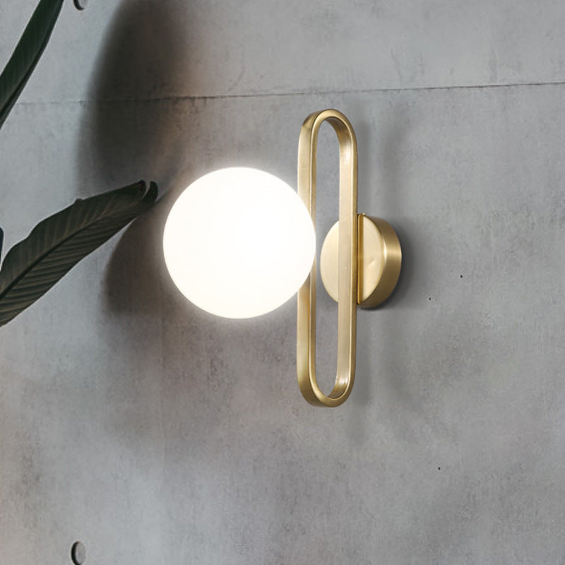 Simplicity Glass Shade Iron Ring 1-Light Wall Sconce Lamp