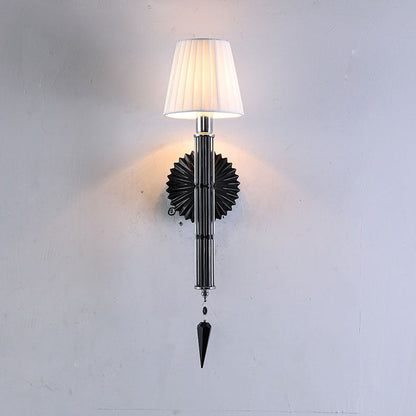 European Light Crystal Fabric 1-Light Wall Sconce Lamp