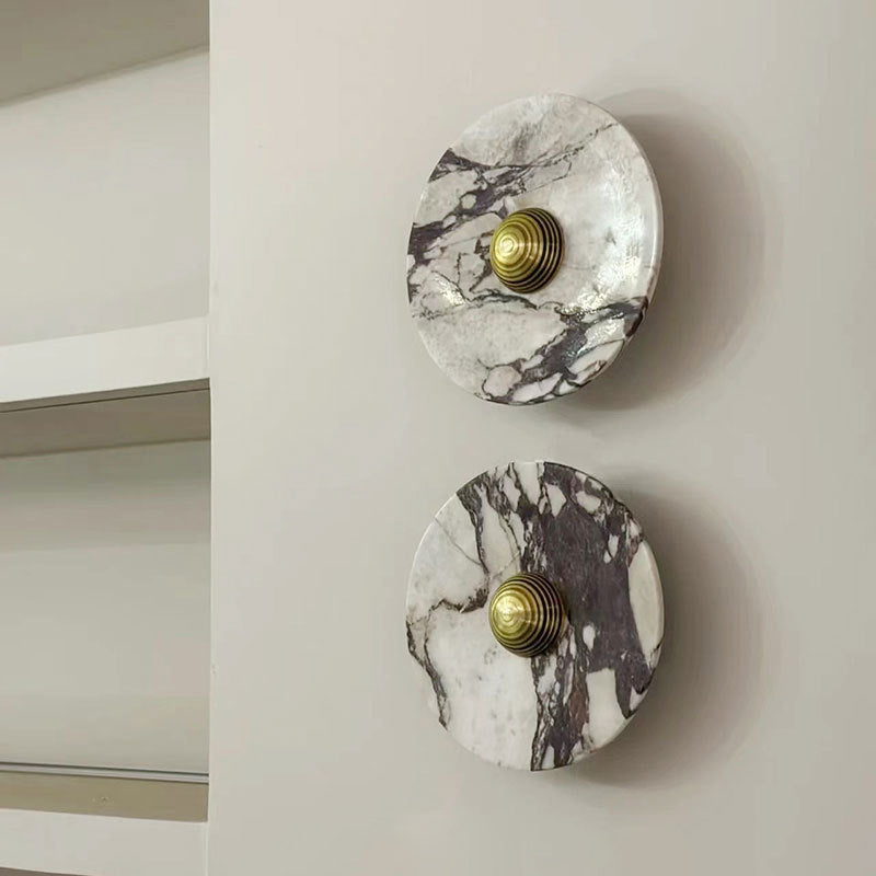 Scandinavian Round Metal Marble LED Wall Sconce Lamp