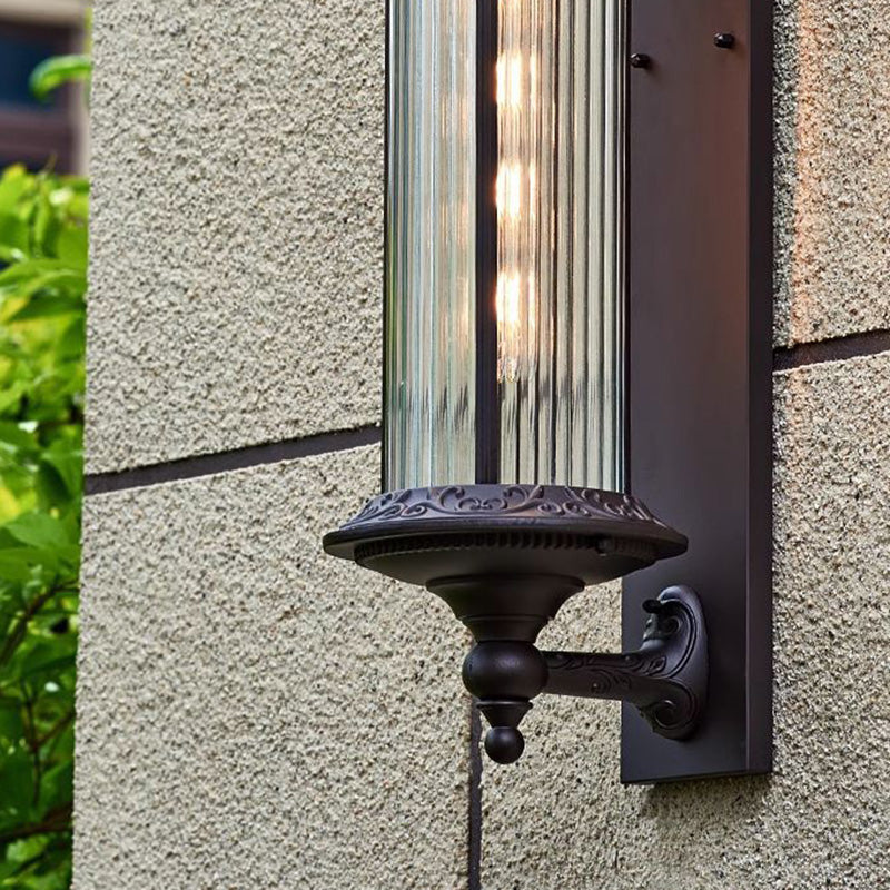 Waterproof Aluminum Glass Cylinder 1-Light Wall Sconce Lamp