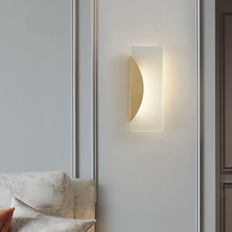 Luxury Full Copper Rectangular Acrylic LED Wall Sconce Lamp