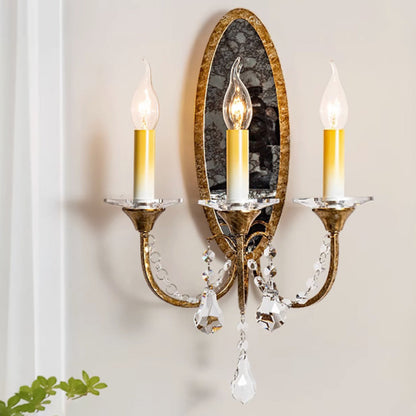 Tall Sconce Iron Crystal 3-Light Wall Sconce Lamp