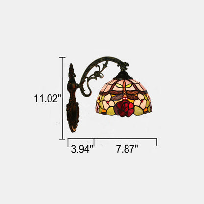 Tiffany Flower Stained Glass 1-Light Wall Sconce Lamp