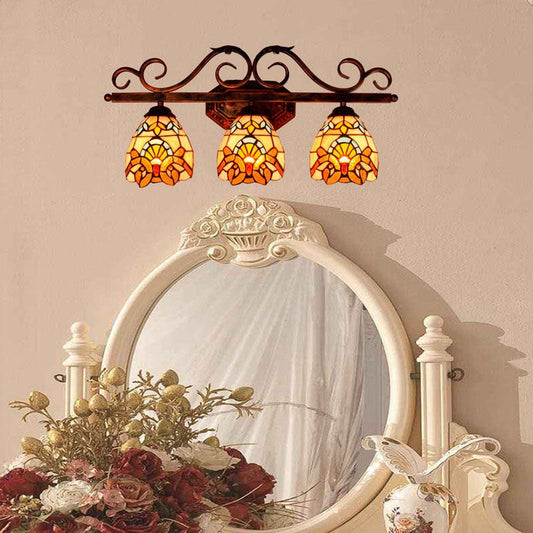 Tiffany Iron 3-Light Mirror Front Light Wall Sconce Lamp