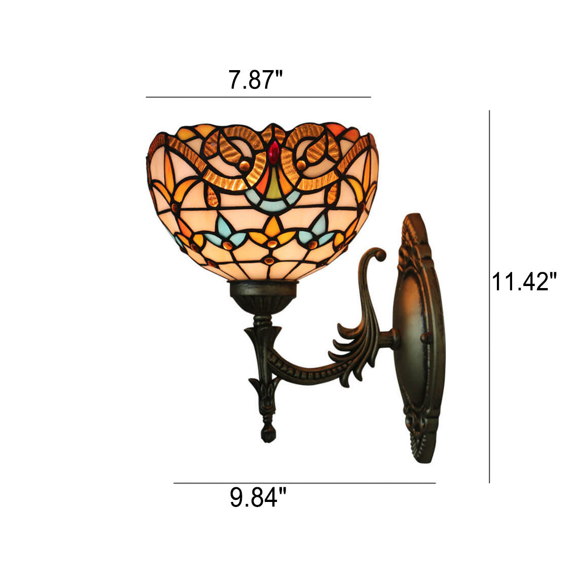 Tiffany Flora Stained Glass 1-Light Wall Sconce Lamp