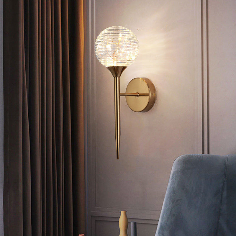 Round Ball Antler Iron Glass LED Wall Sconce Lamp
