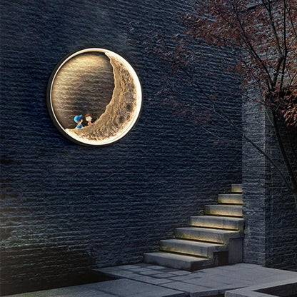 Creative Aluminum Moon Solar LED Outdoor Wall Sconce Lamp