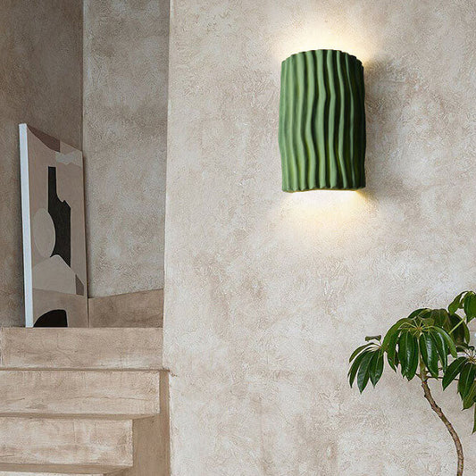 Nordic Resin Striped Half Cylinder 2-Light Wall Sconce Lamp