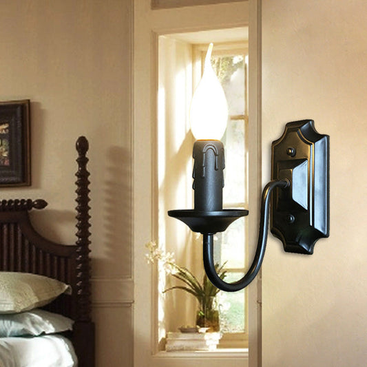 Iron Candlestick Holder 1-Light Wall Sconce Lamp