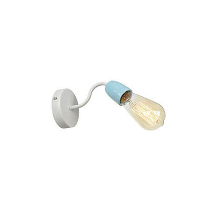 Ceramic Iron Head Exposed Bulb 1-Light Wall Sconce Lamp