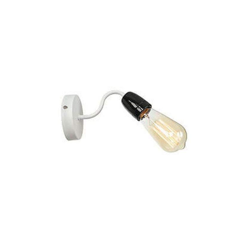 Ceramic Iron Head Exposed Bulb 1-Light Wall Sconce Lamp
