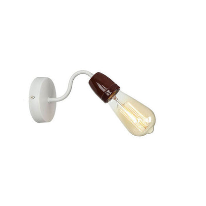 Ceramic Iron Head Exposed Bulb 1-Light Wall Sconce Lamp