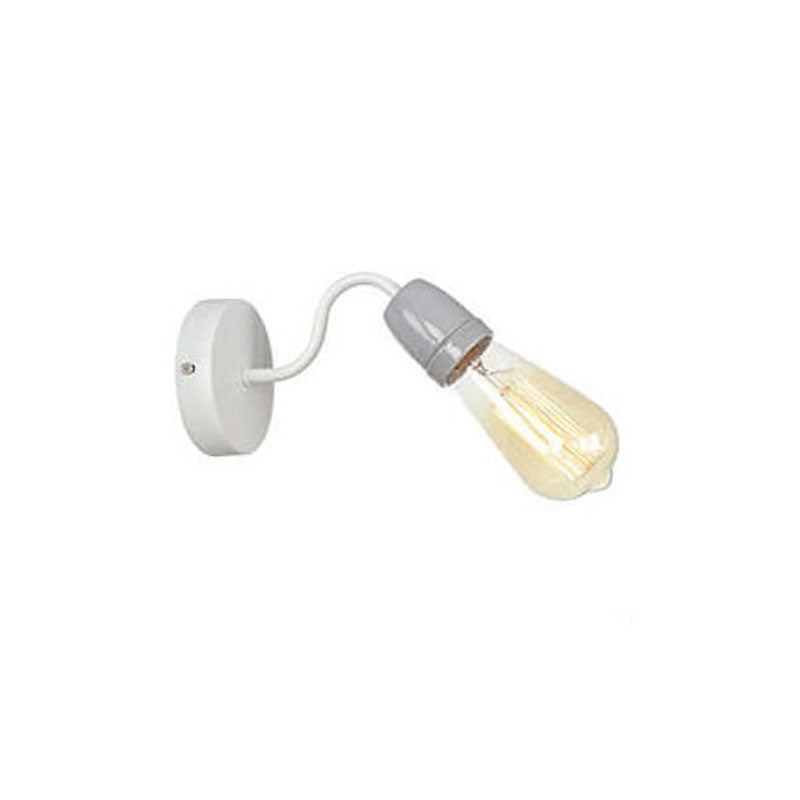 Ceramic Iron Head Exposed Bulb 1-Light Wall Sconce Lamp