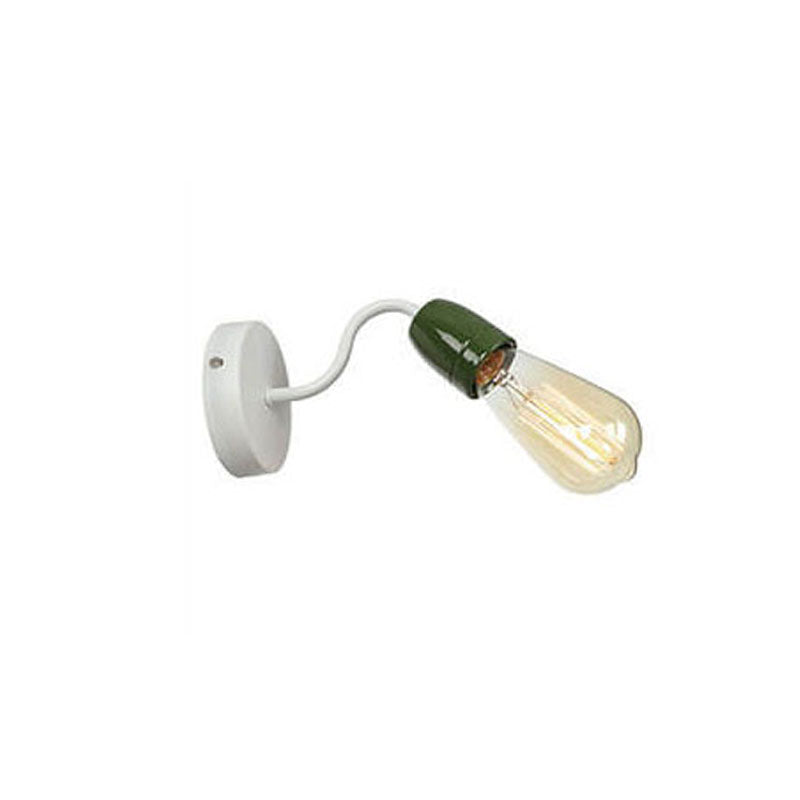 Ceramic Iron Head Exposed Bulb 1-Light Wall Sconce Lamp