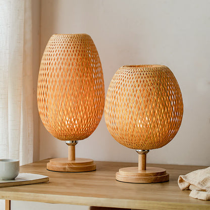 Traditional Wood Bamboo Table Lamp