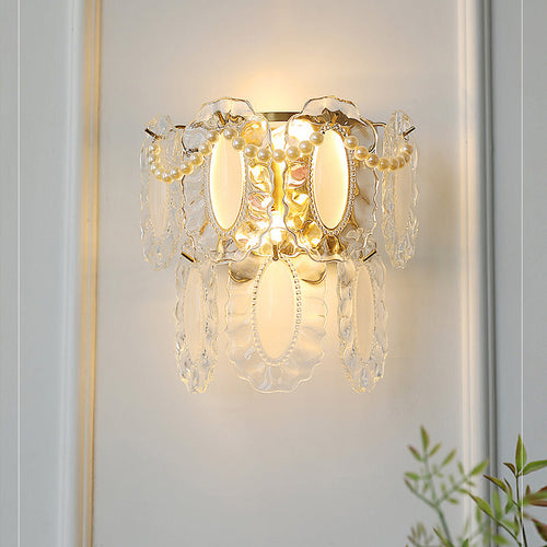 Shabby Decor Petal Crystal Shade 1-Light Wall Sconce Lamp
