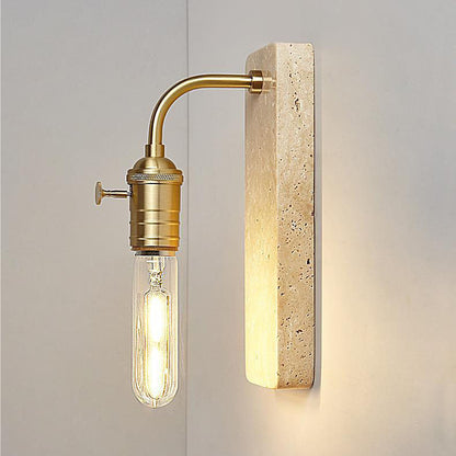 Retro Travertine Brass Round 1-Light Wall Sconce Lamp